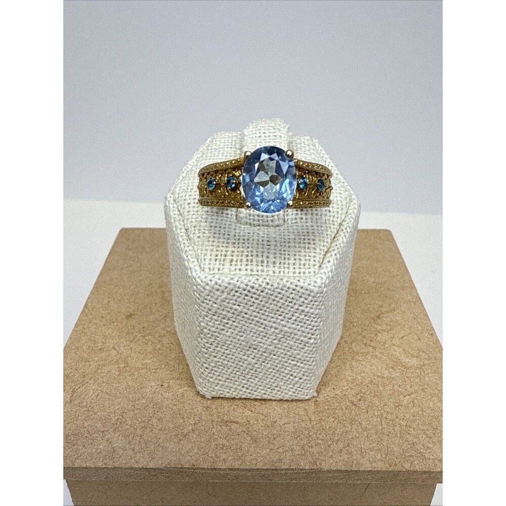 STS Karis Gold Bond Pale Blue Crystal Ring Size 9